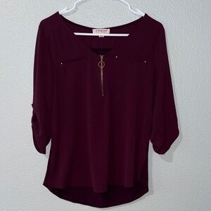 Express Burgundy Zipper Blouse